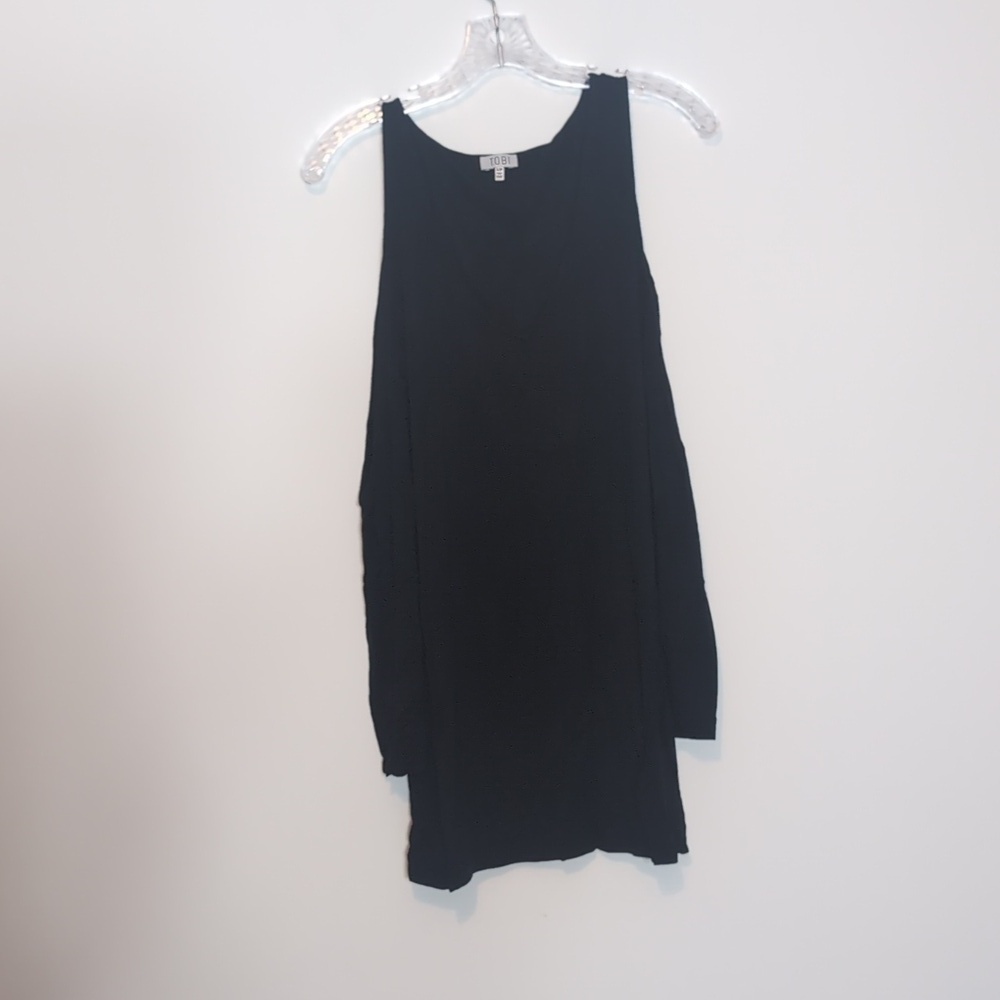 Tobi Open Sleeve Long Sleeve Black Mini Dress